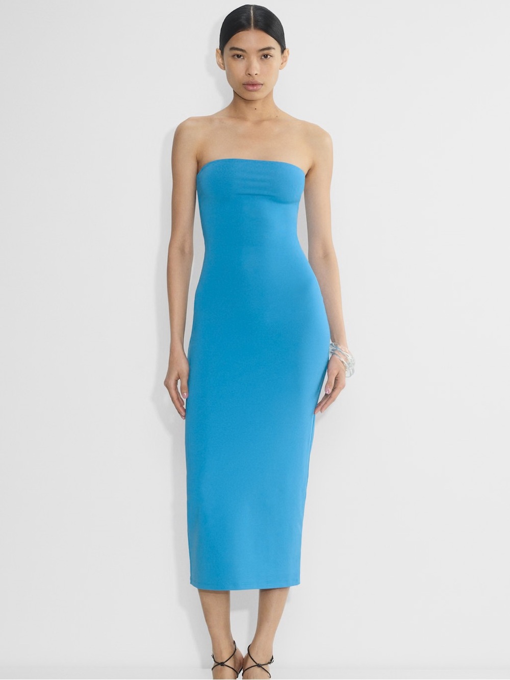Aritzia Strapless Maxi Contour Tube Dress in Splash Blue
